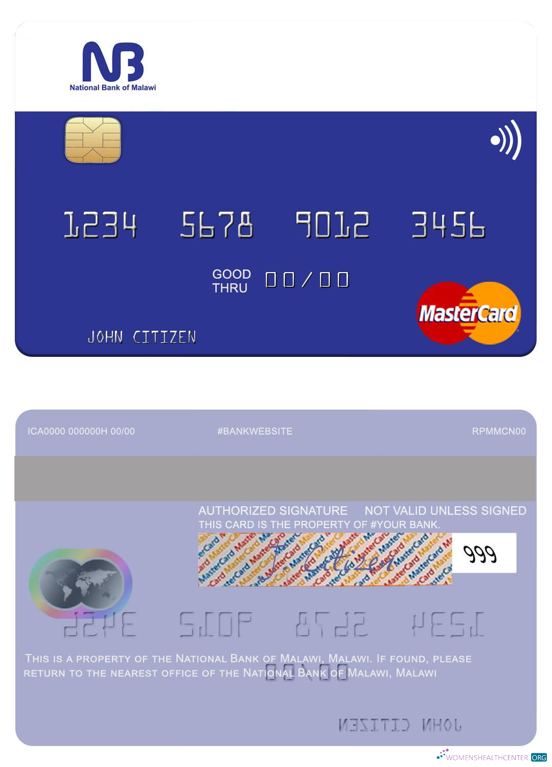 Download Malawi National Bank of Malawi mastercard Photoshop template